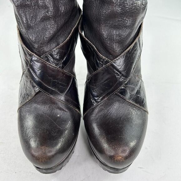 Stuart weitzman holdon Brown shark nappa Booties US 7 M High Heels Buckles Boots - Picture 8 of 12